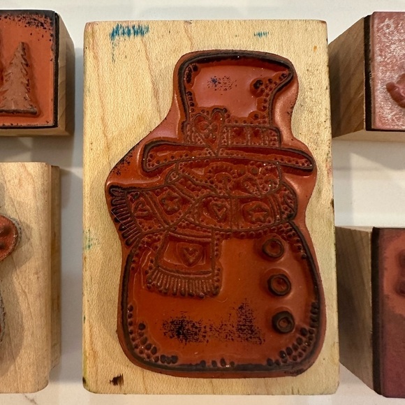 Wooden Stamps Holidays Christmas Qty 5  Vintage Stenciling - Picture 6 of 10